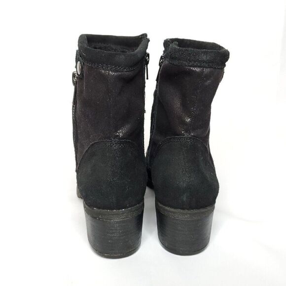 Naturalizer Suede Leather Boots 8.5 Black Faux Fur Lining Round Toe Zip Closure - Picture 4 of 8